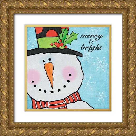 Marrott, Stephanie 12x12 Gold Ornate Wood Framed with Double Matting Museum Art Print Titled - Snowman II