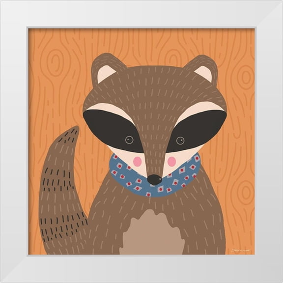 Marrott, Stephanie 12x12 White Modern Wood Framed Museum Art Print Titled - Woodland Racoon