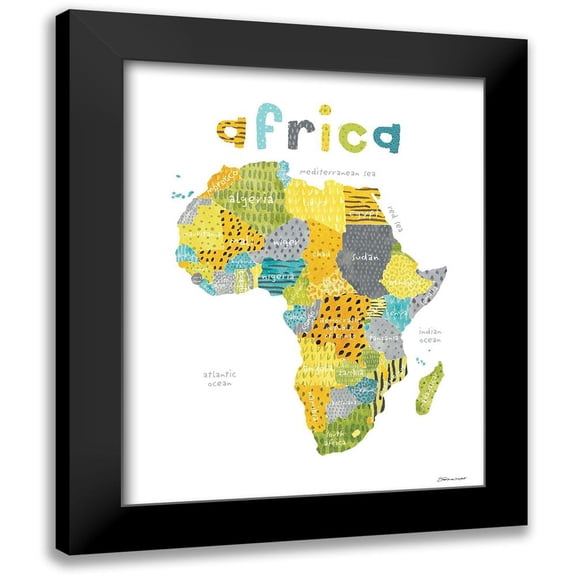Marrott, Stephanie 12x14 Black Modern Framed Museum Art Print Titled - Map of Africa