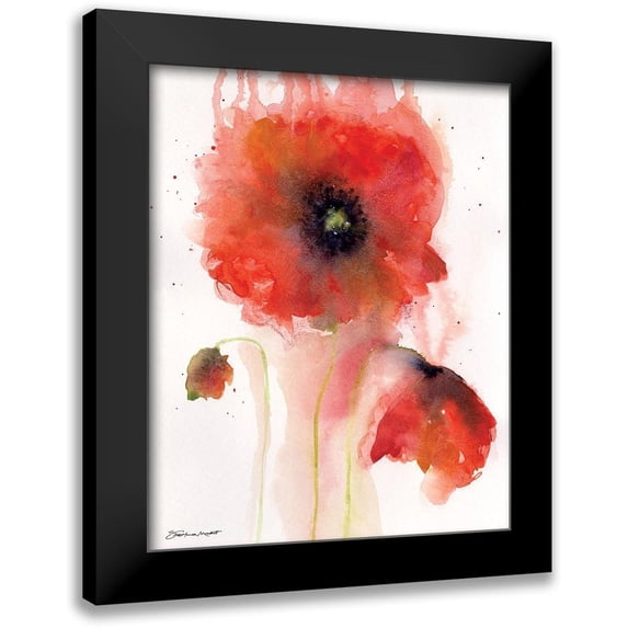 Marrott, Stephanie 12x14 Black Modern Framed Museum Art Print Titled - Poppy Impressions II