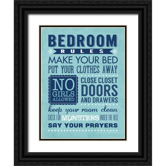 Marrott, Stephanie 12x14 Black Ornate Wood Framed with Double Matting Museum Art Print Titled - Bedroom Rules
