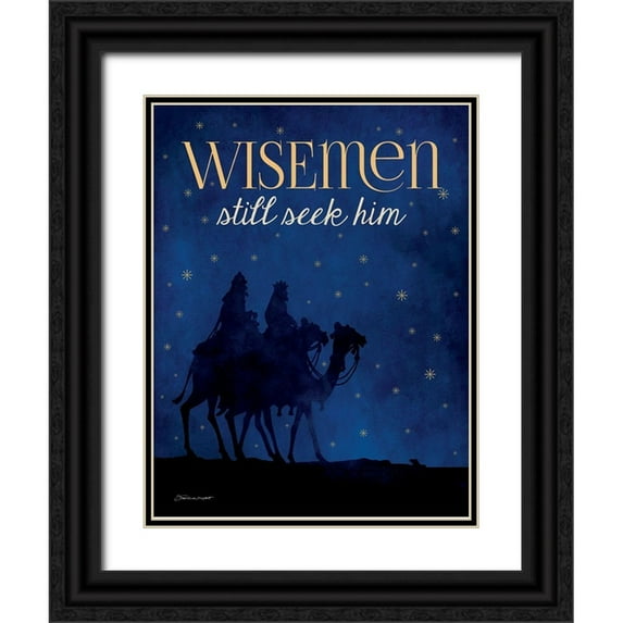 Marrott, Stephanie 12x14 Black Ornate Wood Framed with Double Matting Museum Art Print Titled - Wisemen