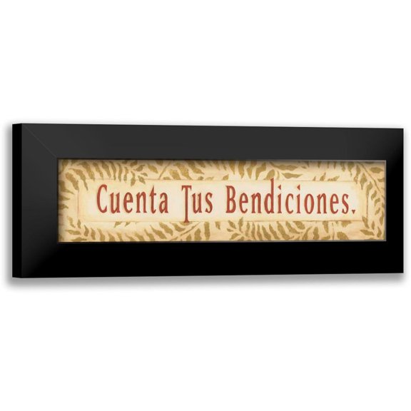 Marrott, Stephanie 14x7 Black Modern Framed Museum Art Print Titled - Cuenta Tus Bendiciones