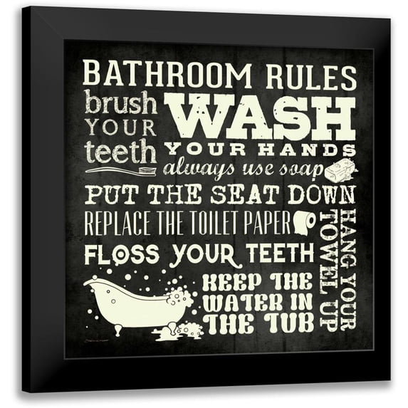 Marrott, Stephanie 15x15 Black Modern Framed Museum Art Print Titled - Bath Rules II