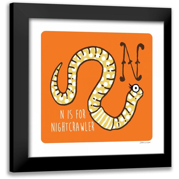 Marrott, Stephanie 15x15 Black Modern Framed Museum Art Print Titled - N is For Nightcrawler
