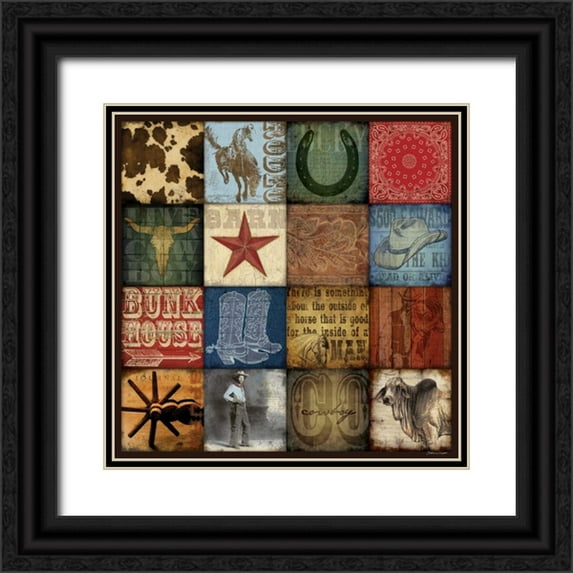 Marrott, Stephanie 15x15 Black Ornate Wood Framed with Double Matting Museum Art Print Titled - Cowboy Patch