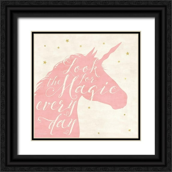 Marrott, Stephanie 15x15 Black Ornate Wood Framed with Double Matting Museum Art Print Titled - Unicorn Wishes