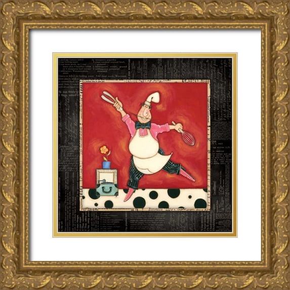 Marrott, Stephanie 15x15 Gold Ornate Wood Framed with Double Matting Museum Art Print Titled - Dinner Dance Chef