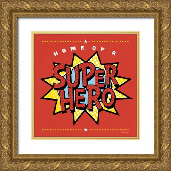 Marrott, Stephanie 15x15 Gold Ornate Wood Framed with Double Matting Museum Art Print Titled - Superhero Girl