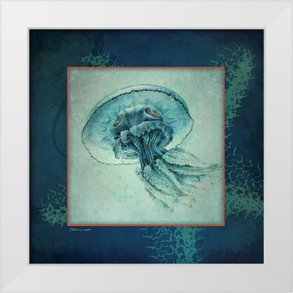 Marrott, Stephanie 15x15 White Modern Wood Framed Museum Art Print Titled - Jellyfish