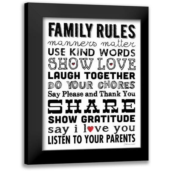 Marrott, Stephanie 15x18 Black Modern Framed Museum Art Print Titled - Family Rules