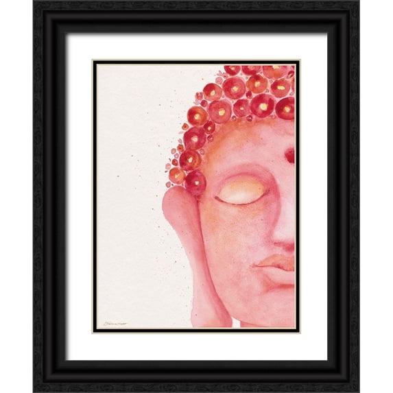 Marrott, Stephanie 15x18 Black Ornate Wood Framed with Double Matting Museum Art Print Titled - Buddha In Pink II