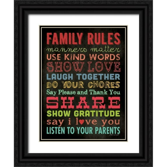 Marrott, Stephanie 15x18 Black Ornate Wood Framed with Double Matting Museum Art Print Titled - Family Rules IV