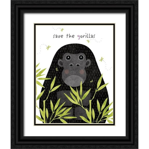 Marrott, Stephanie 15x18 Black Ornate Wood Framed with Double Matting Museum Art Print Titled - Save The Gorillas
