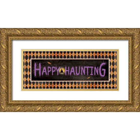 Marrott, Stephanie 18x10 Gold Ornate Wood Framed with Double Matting Museum Art Print Titled - Happy Haunting