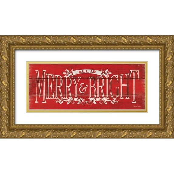 Marrott, Stephanie 18x10 Gold Ornate Wood Framed with Double Matting Museum Art Print Titled - Merry and Bright
