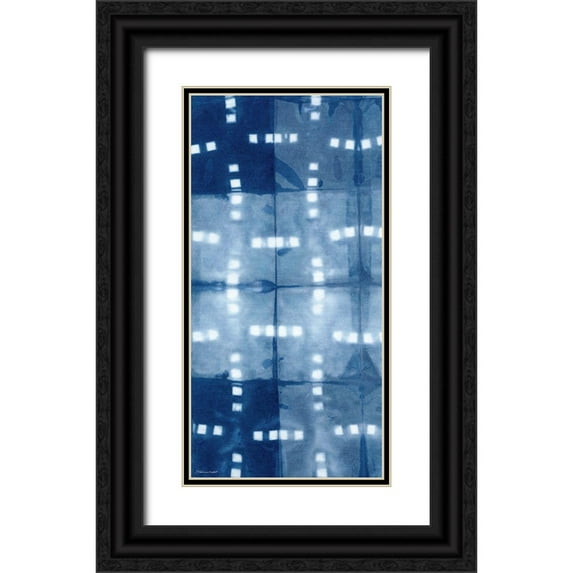 Marrott, Stephanie 18x32 Black Ornate Wood Framed with Double Matting Museum Art Print Titled - Indigo Panel II