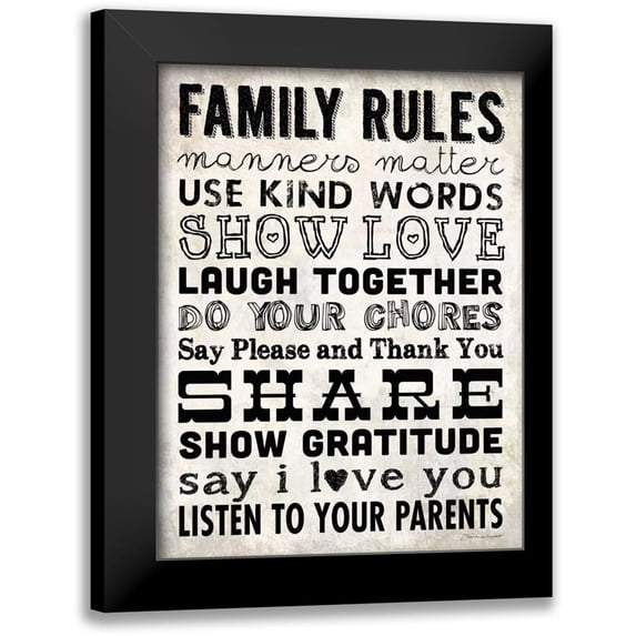 Marrott, Stephanie 19x24 Black Modern Framed Museum Art Print Titled - Family Rules - Cream II