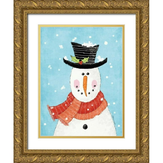 Marrott, Stephanie 19x24 Gold Ornate Wood Framed with Double Matting Museum Art Print Titled - Snowman IV