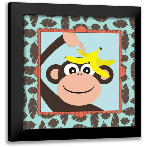 Marrott, Stephanie 20x20 Black Modern Framed Museum Art Print Titled - Banana on Monkey