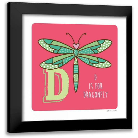 Marrott, Stephanie 20x20 Black Modern Framed Museum Art Print Titled - D is For Dragonfly