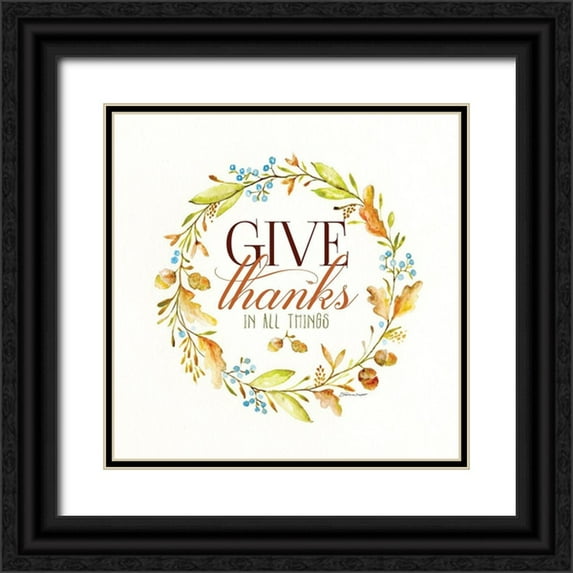Marrott, Stephanie 20x20 Black Ornate Wood Framed with Double Matting Museum Art Print Titled - Give Thanks