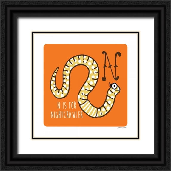 Marrott, Stephanie 20x20 Black Ornate Wood Framed with Double Matting Museum Art Print Titled - N is For Nightcrawler