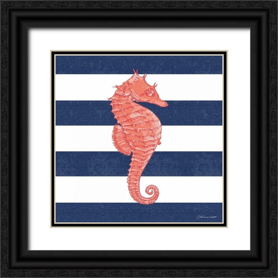 Marrott, Stephanie 20x20 Black Ornate Wood Framed with Double Matting Museum Art Print Titled - Seahorse Stripe