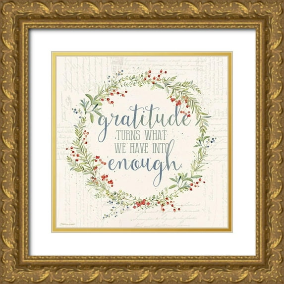 Marrott, Stephanie 20x20 Gold Ornate Wood Framed with Double Matting Museum Art Print Titled - Gratitude