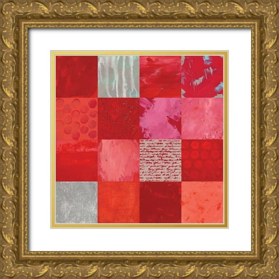 Marrott, Stephanie 20x20 Gold Ornate Wood Framed with Double Matting Museum Art Print Titled - Textures In Red