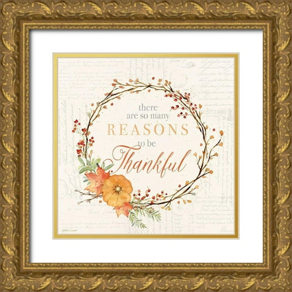 Marrott, Stephanie 20x20 Gold Ornate Wood Framed with Double Matting Museum Art Print Titled - Thankful