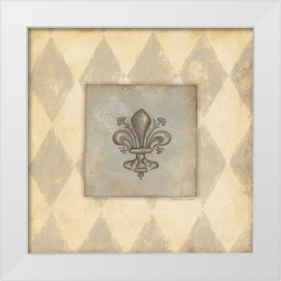 Marrott, Stephanie 20x20 White Modern Wood Framed Museum Art Print Titled - Fleur De Lis III