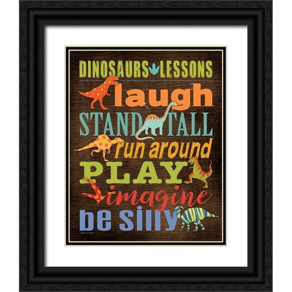 Marrott, Stephanie 20x24 Black Ornate Wood Framed with Double Matting Museum Art Print Titled - Dinosaur Lessons