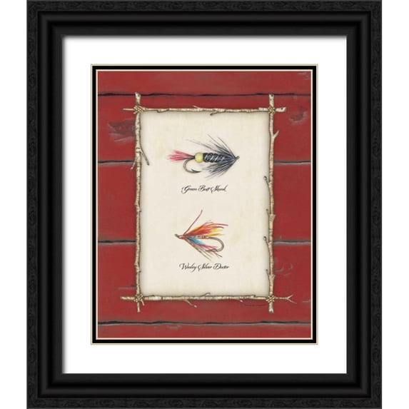 Marrott, Stephanie 20x24 Black Ornate Wood Framed with Double Matting Museum Art Print Titled - Fish Flies I
