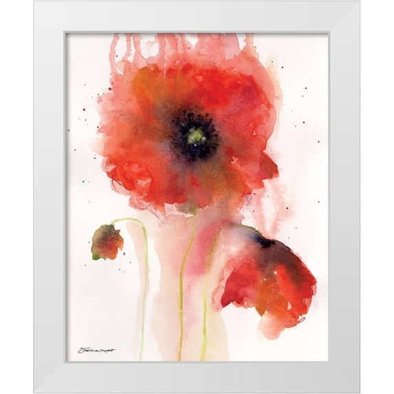 Marrott, Stephanie 20x24 White Modern Wood Framed Museum Art Print Titled - Poppy Impressions II