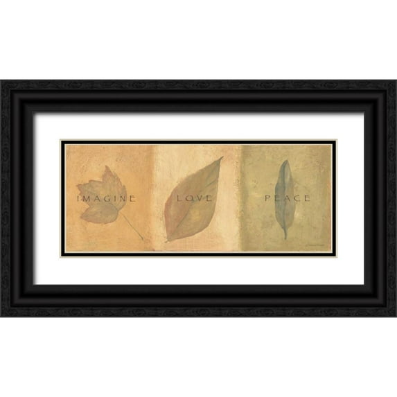 Marrott, Stephanie 24x12 Black Ornate Wood Framed with Double Matting Museum Art Print Titled - Imagine Love Peace