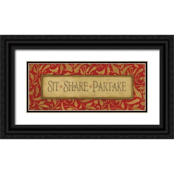 Marrott, Stephanie 24x12 Black Ornate Wood Framed with Double Matting Museum Art Print Titled - Sit Share Partake
