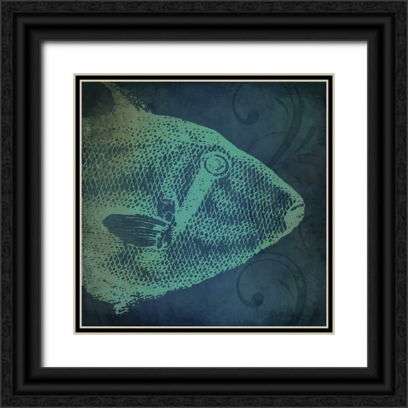 Marrott, Stephanie 26x26 Black Ornate Wood Framed with Double Matting Museum Art Print Titled - Fish I