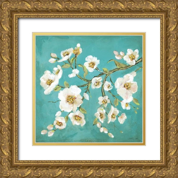 Marrott, Stephanie 26x26 Gold Ornate Wood Framed with Double Matting Museum Art Print Titled - Spring Blossoms II