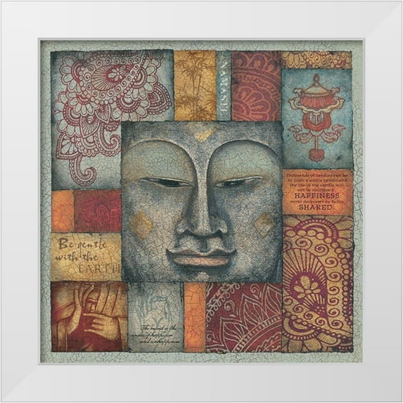 Marrott, Stephanie 26x26 White Modern Wood Framed Museum Art Print Titled - Buddha Tapestry IV