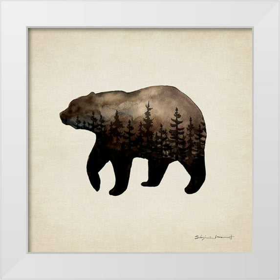 Marrott, Stephanie 26x26 White Modern Wood Framed Museum Art Print Titled - Forest Bear