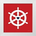 thumbnail image 1 of Marrott, Stephanie 26x26 White Modern Wood Framed Museum Art Print Titled - Ship Wheel On red, 1 of 4