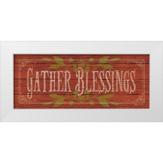 Marrott, Stephanie 32x15 White Modern Wood Framed Museum Art Print Titled - Gather Blessings II