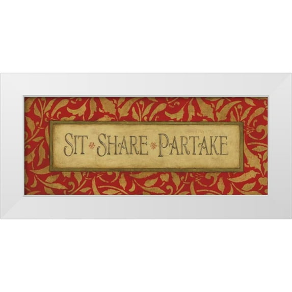 Marrott, Stephanie 32x15 White Modern Wood Framed Museum Art Print Titled - Sit Share Partake