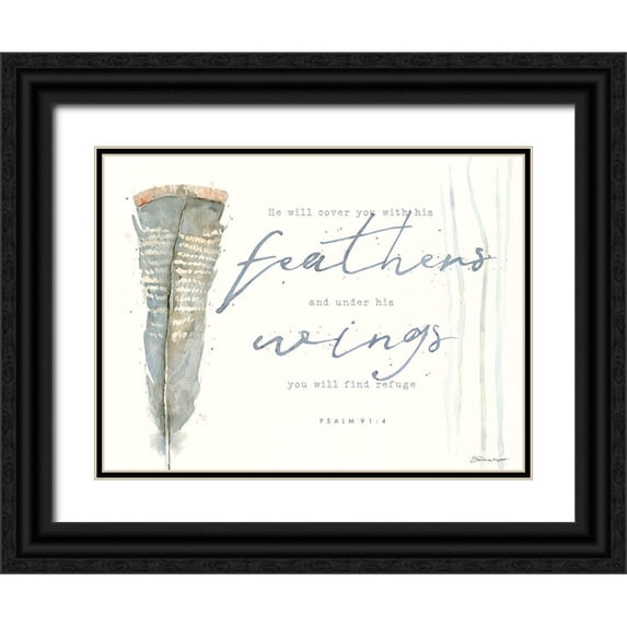 Marrott, Stephanie 32x25 Black Ornate Wood Framed with Double Matting Museum Art Print Titled - His Feathers