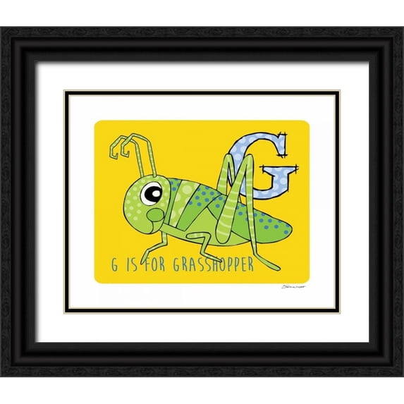 Marrott, Stephanie 32x26 Black Ornate Wood Framed with Double Matting Museum Art Print Titled - G is For Grasshopper