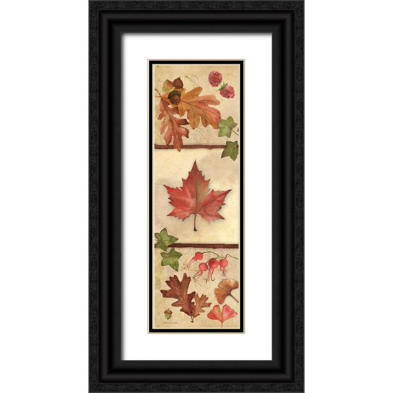 Marrott, Stephanie 7x14 Black Ornate Wood Framed with Double Matting Museum Art Print Titled - Autumn Collage II