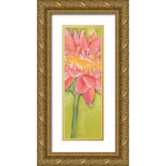 Marrott, Stephanie 7x14 Gold Ornate Wood Framed with Double Matting Museum Art Print Titled - Pink Gerber