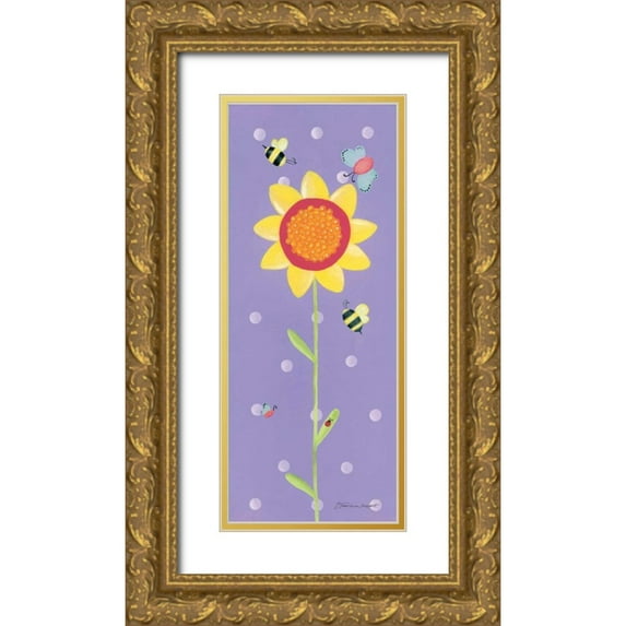 Marrott, Stephanie 8x14 Gold Ornate Wood Framed with Double Matting Museum Art Print Titled - Flower and Friends