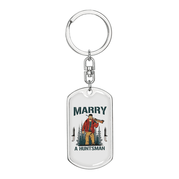 Marry A Huntsman Stainless Steel or 18k Gold Premium Swivel Dog Tag Keychain